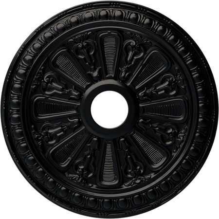 Ekena Millwork Bristol Ceiling Medallion (Fits Canopies up to 3 7/8"), 23 1/2"OD x 3 7/8"ID x 1"P, Jet Black CM23BIBLF